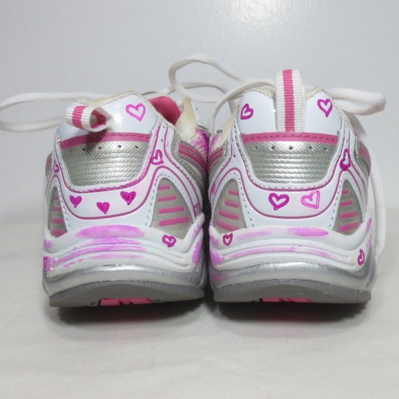 Upcycled Pink Tie Dye Hearts Graphic Love to Run Cross Trainer Running Shoes 6.5 - Picture 3 of 11